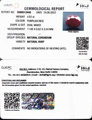 4.02/CT Natural Neo Burma Ruby with Govt. Lab Certificate (3441)